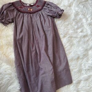 Smocked football/cheer dress - 3T - black/crimson/white/maroon